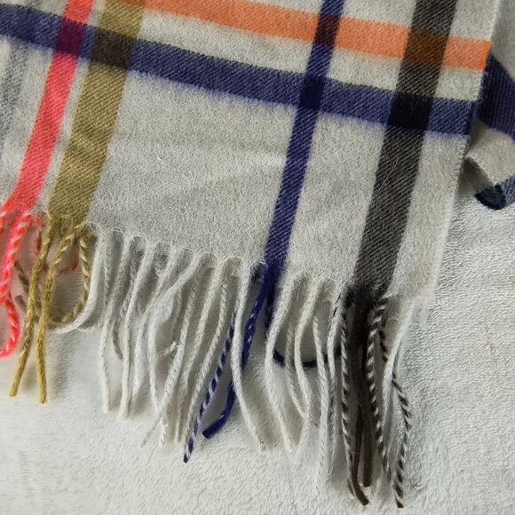 Coach Cashmere Scarf Muffler Fringe Plaid Winter - Picture 2 of 3